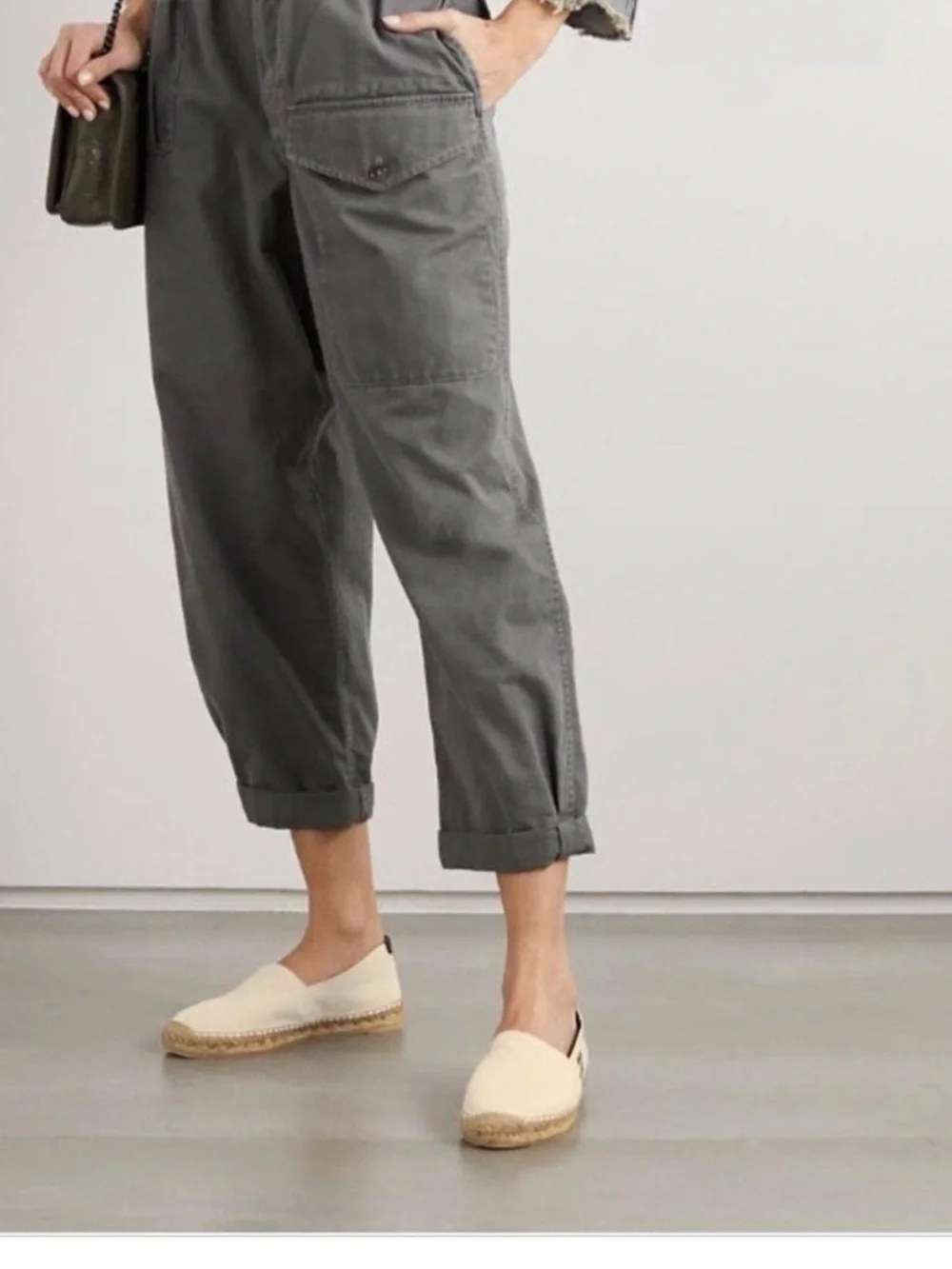 SAINT LAURENT logo embroidered canvas espadrilles flats